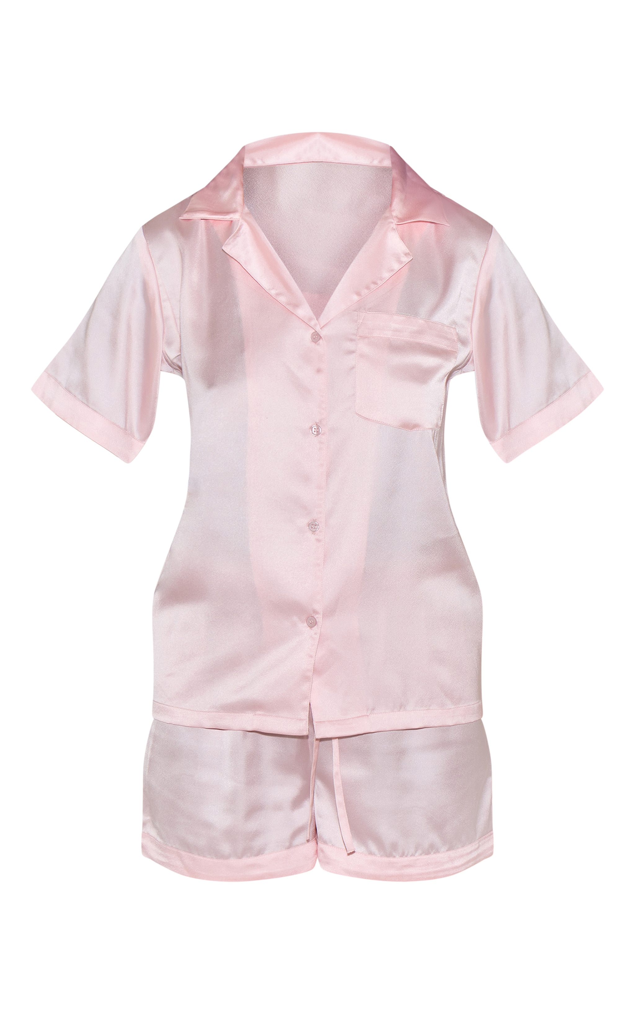 Pink Satin Short Sleeve Short Pj Set image 5