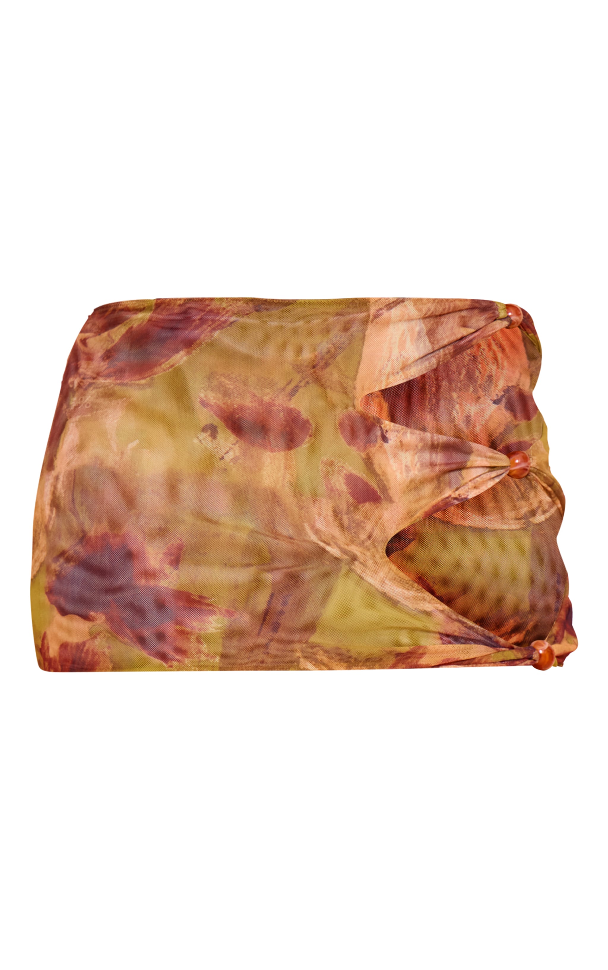  Shape Olive Abstract Print Beaded Mesh Mini Skirt image 6