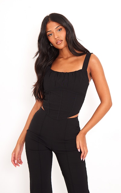 Tall Top corset noir tissé stretch