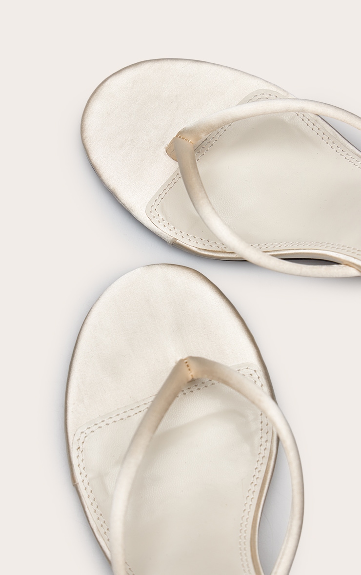 Vanilla Satin Toe Thong Heeled Mules image 5
