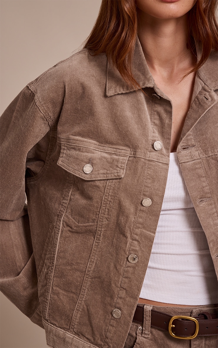 Taupe Cord Classic Boxy Denim Jacket image 4
