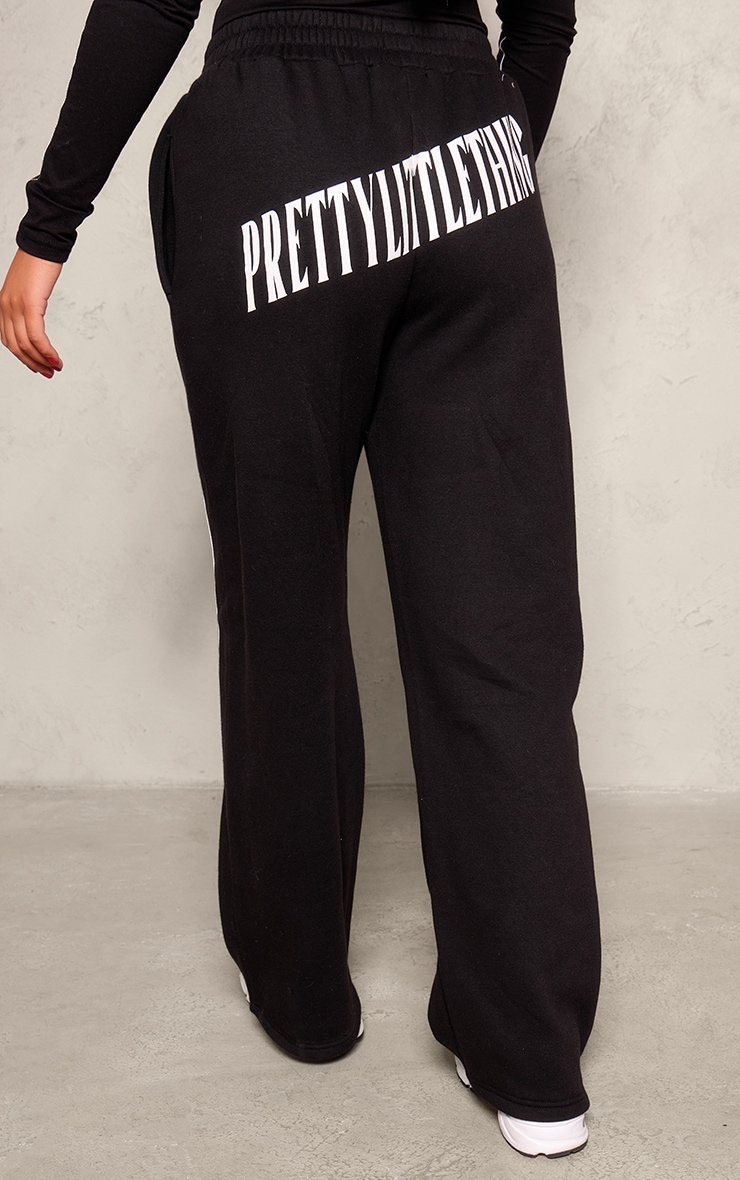 PRETTYLITTLETHING Black Wide Leg Contrast Piping Joggers image 3