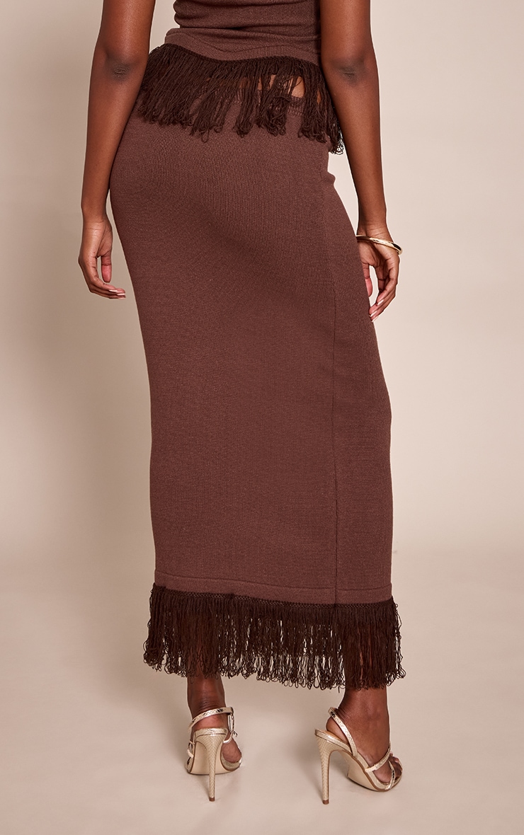 Chocolate Maxi Loop Knit Maxi Skirt image 3