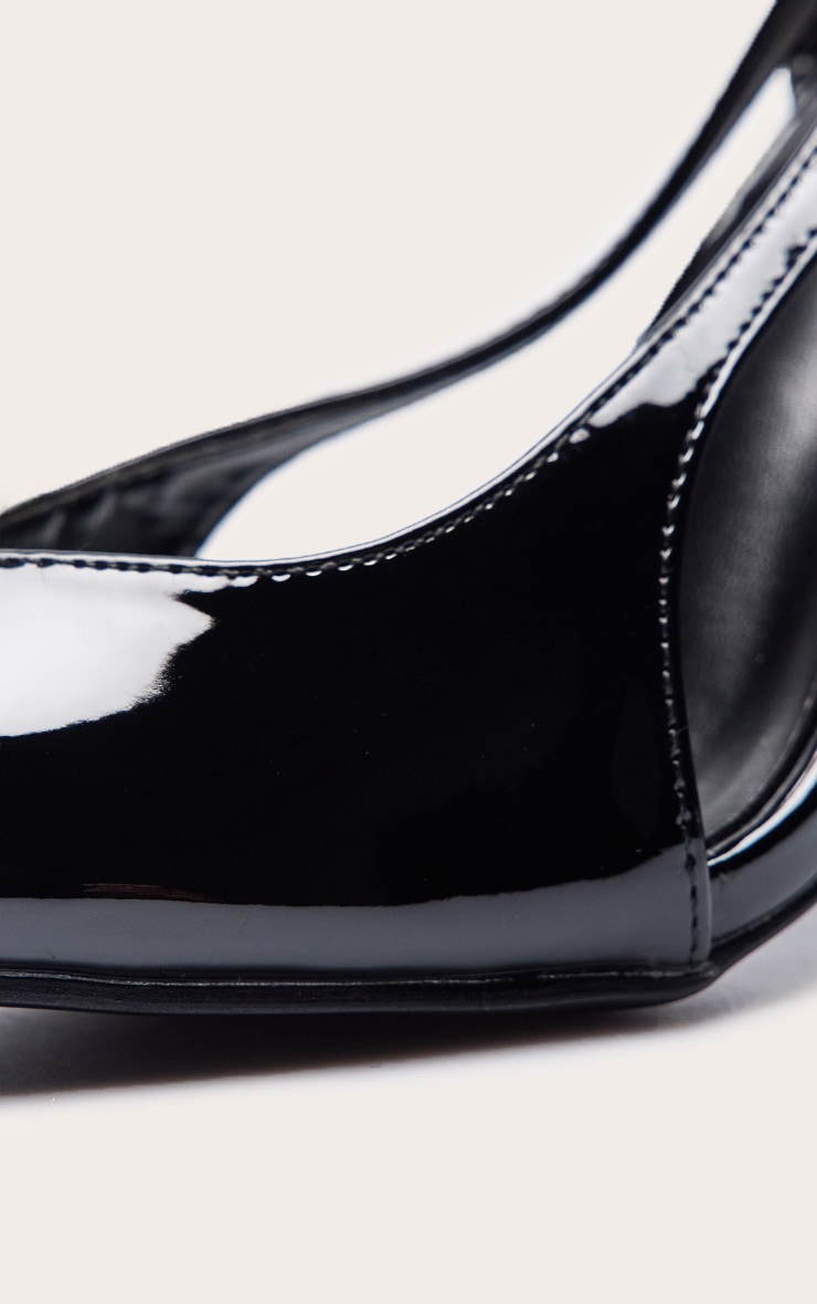Black Cut Out Strap High Stiletto Heeled Courts image 5