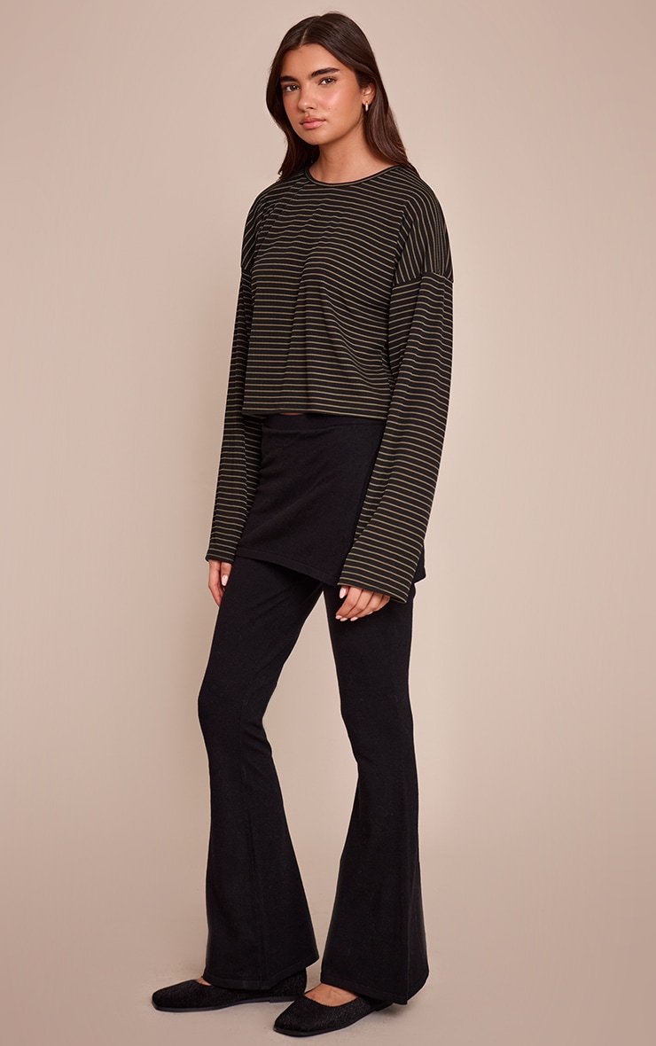 Multi Ribbed Stripe Oversized Slouchy Long Sleeve Top  image 3