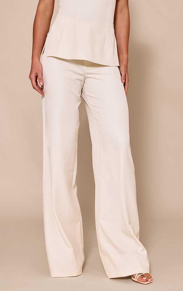Tall Almond Mid Rise Tailored Wide Leg Pants image 2