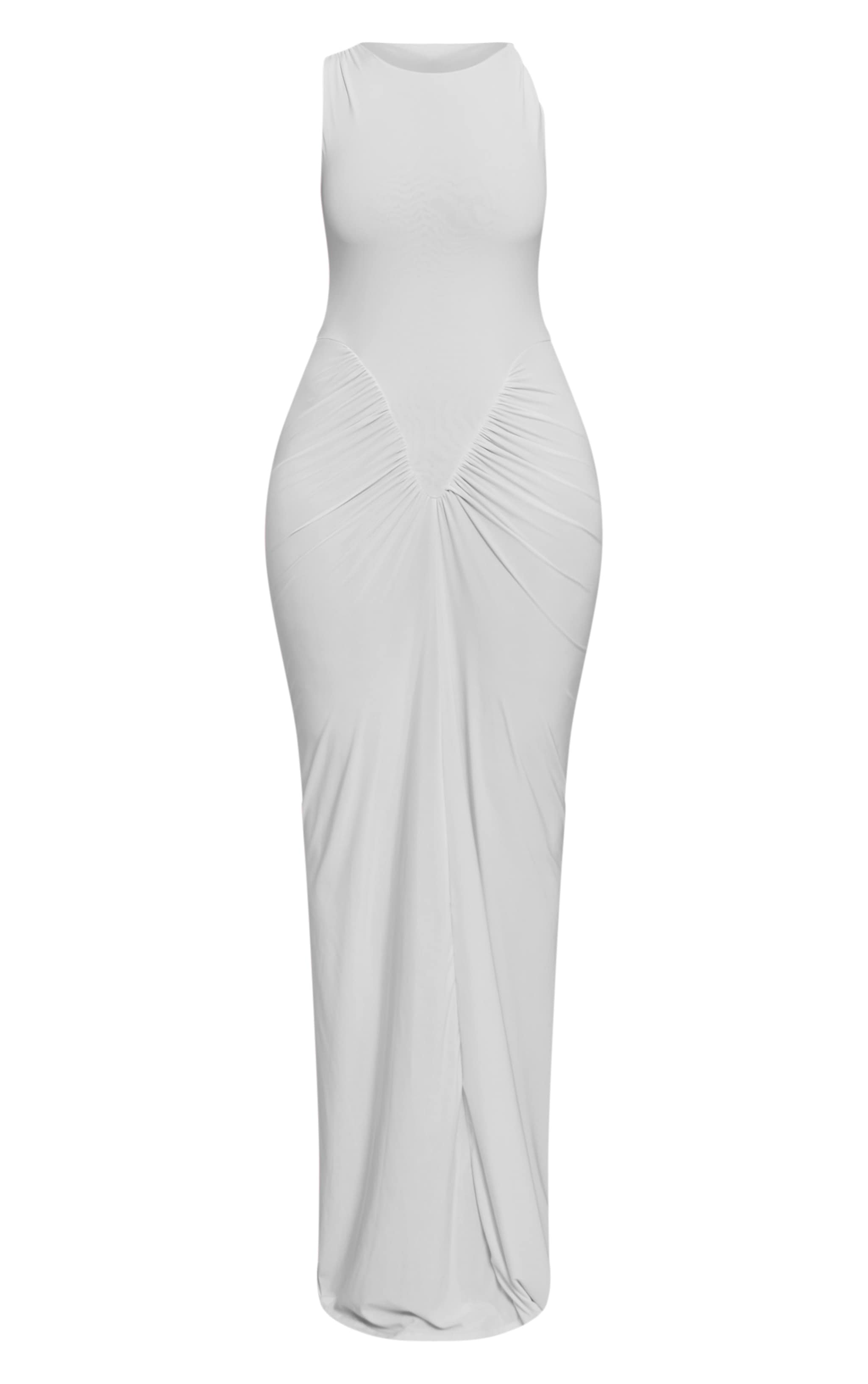 Shape white Sleeveless Ruched V Waist Maxi Dress image 5