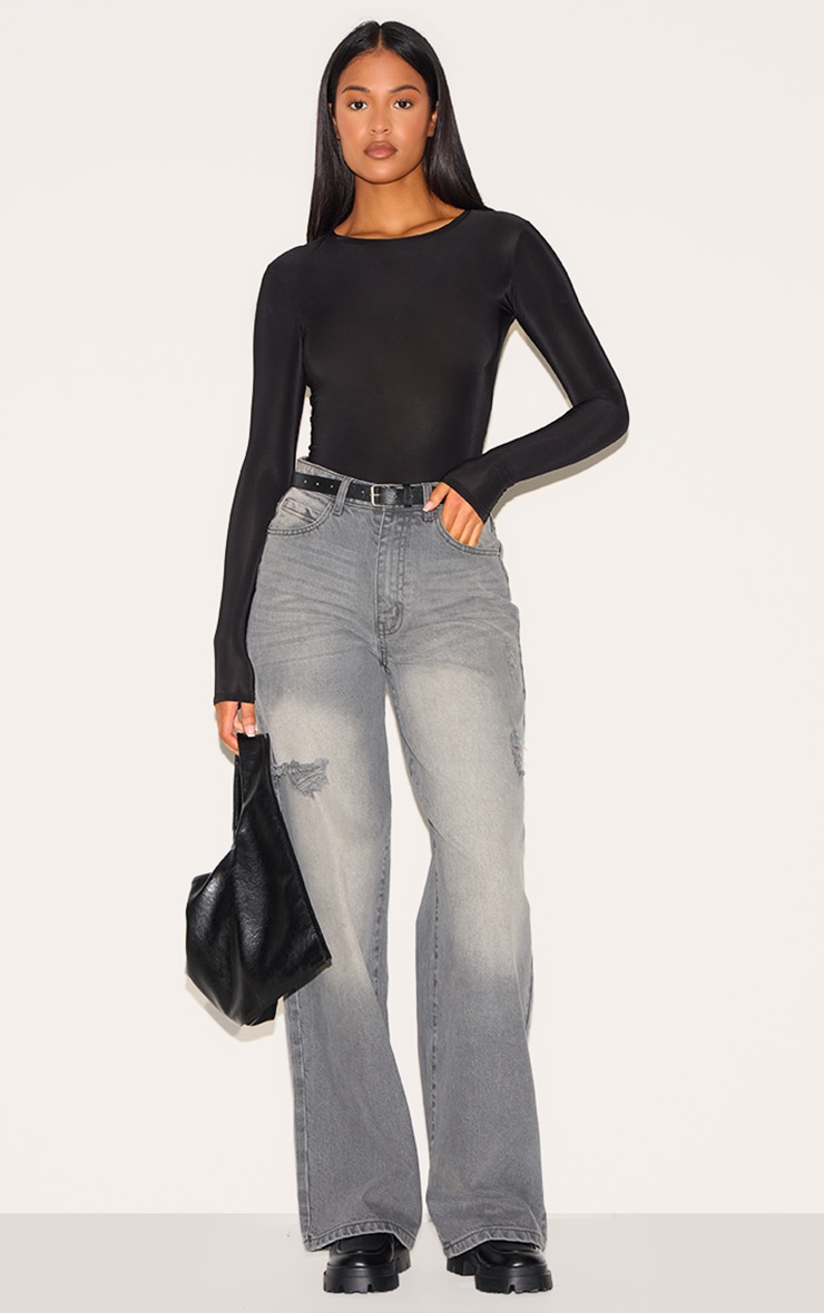 Tall Jean large gris délavé à taille haute image 2