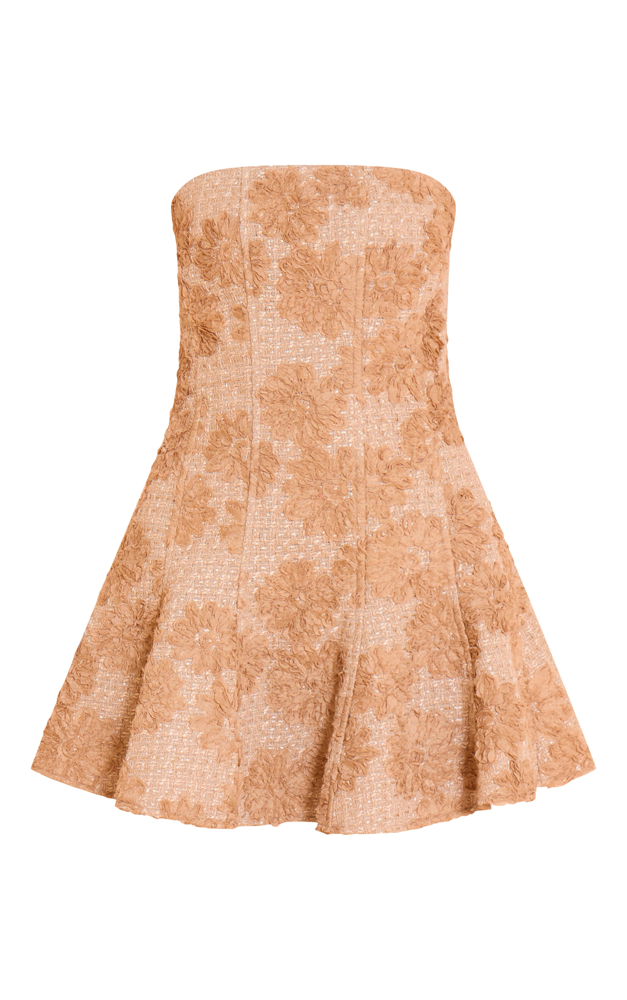 Robe patineuse en jacquard bouclé taupe fleuri image 5