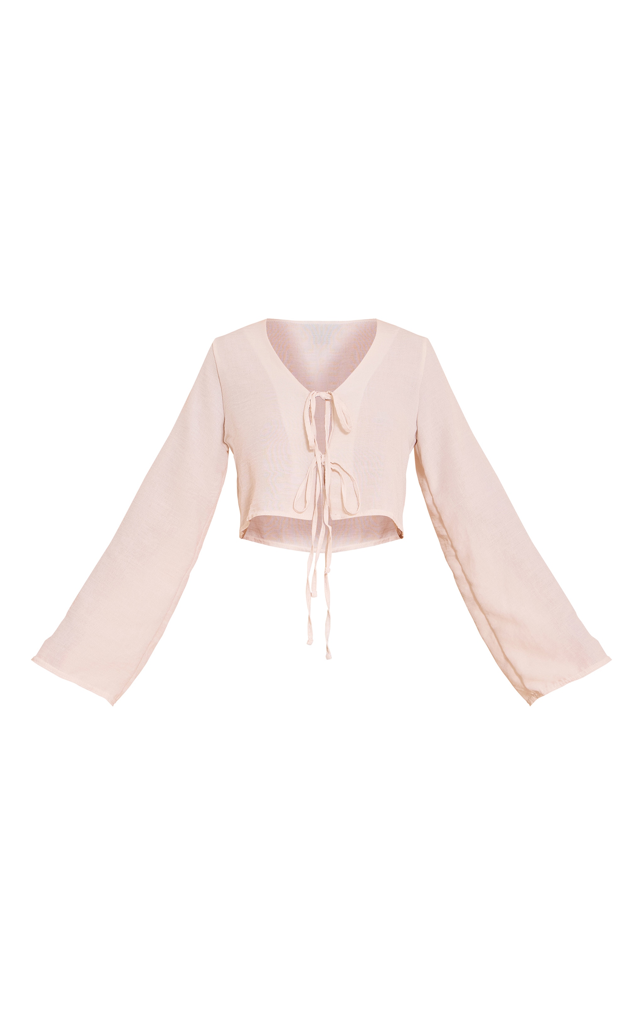Sand Textured Tie Front Detail Blouse image 5