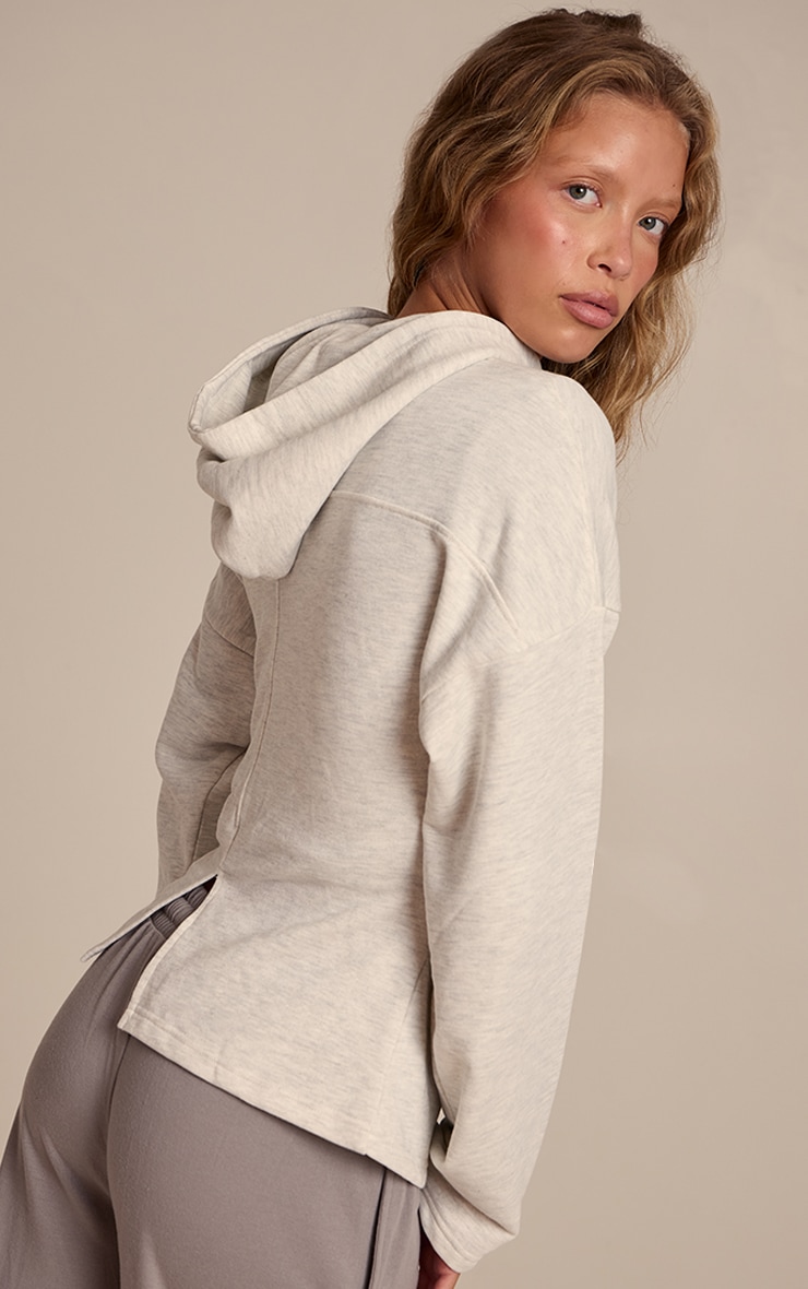 Ash Grey Loopback Cinched Waist Hoodie image 2