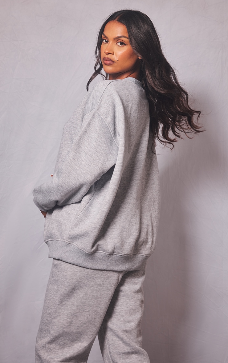 Maternity Grey Marl Oversized Basic Sweatshirt image 2