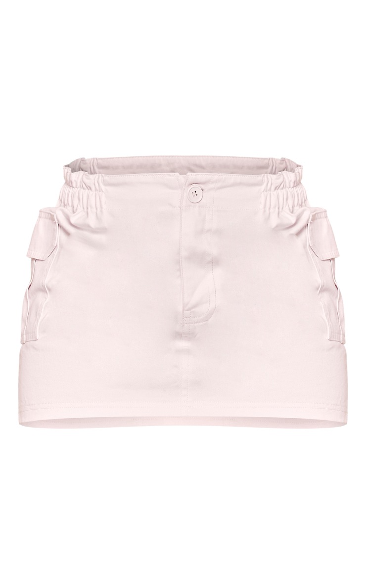 White Twill Pocket Front Micro Mini Cargo Skirt image 4