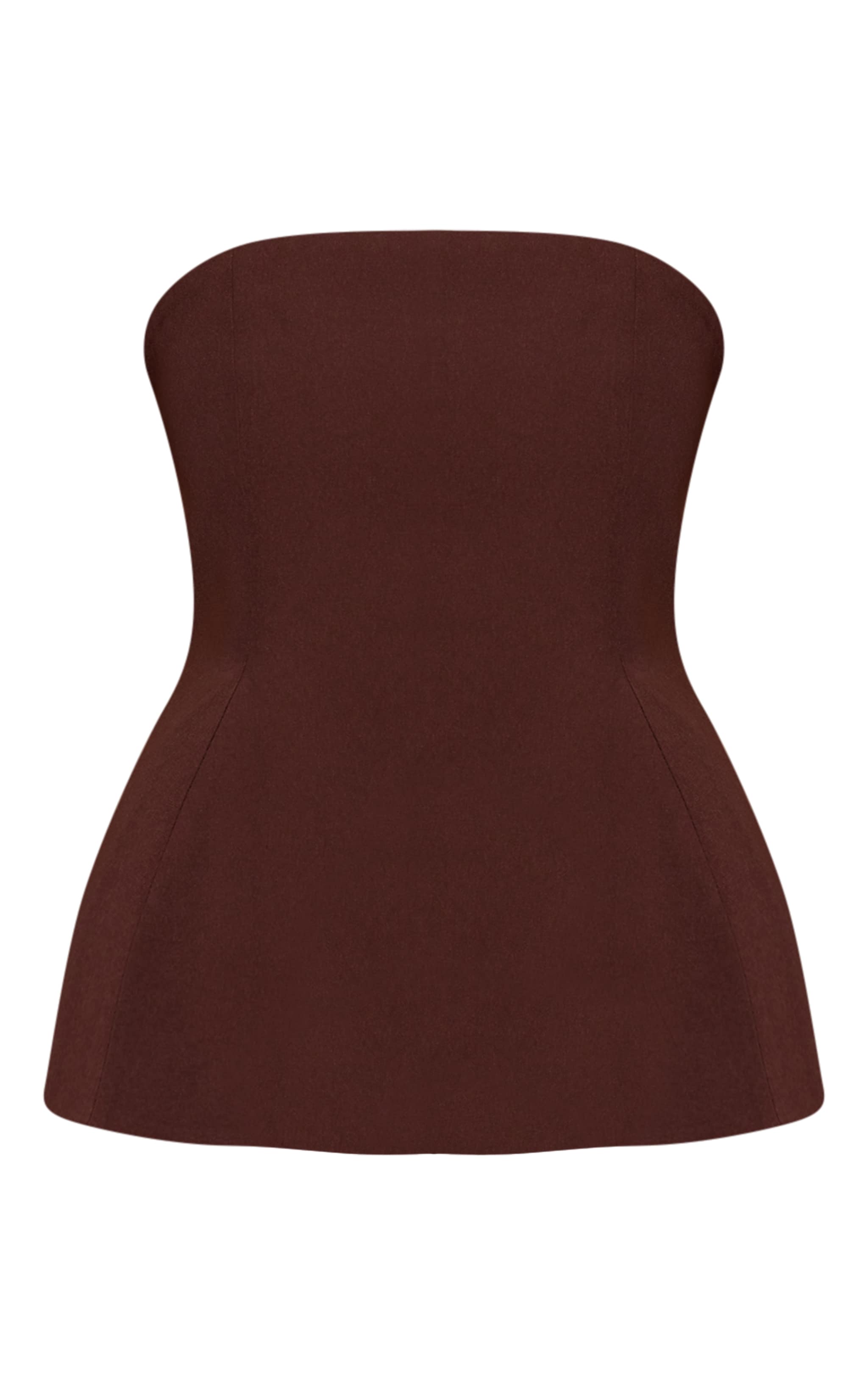 Chocolate Woven Structured Peplum Bandeau Top image 5