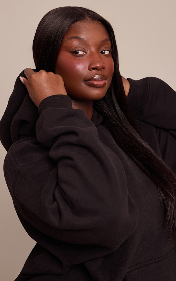 Plus Black Cotton Fleece Pullover Hoodie image 4