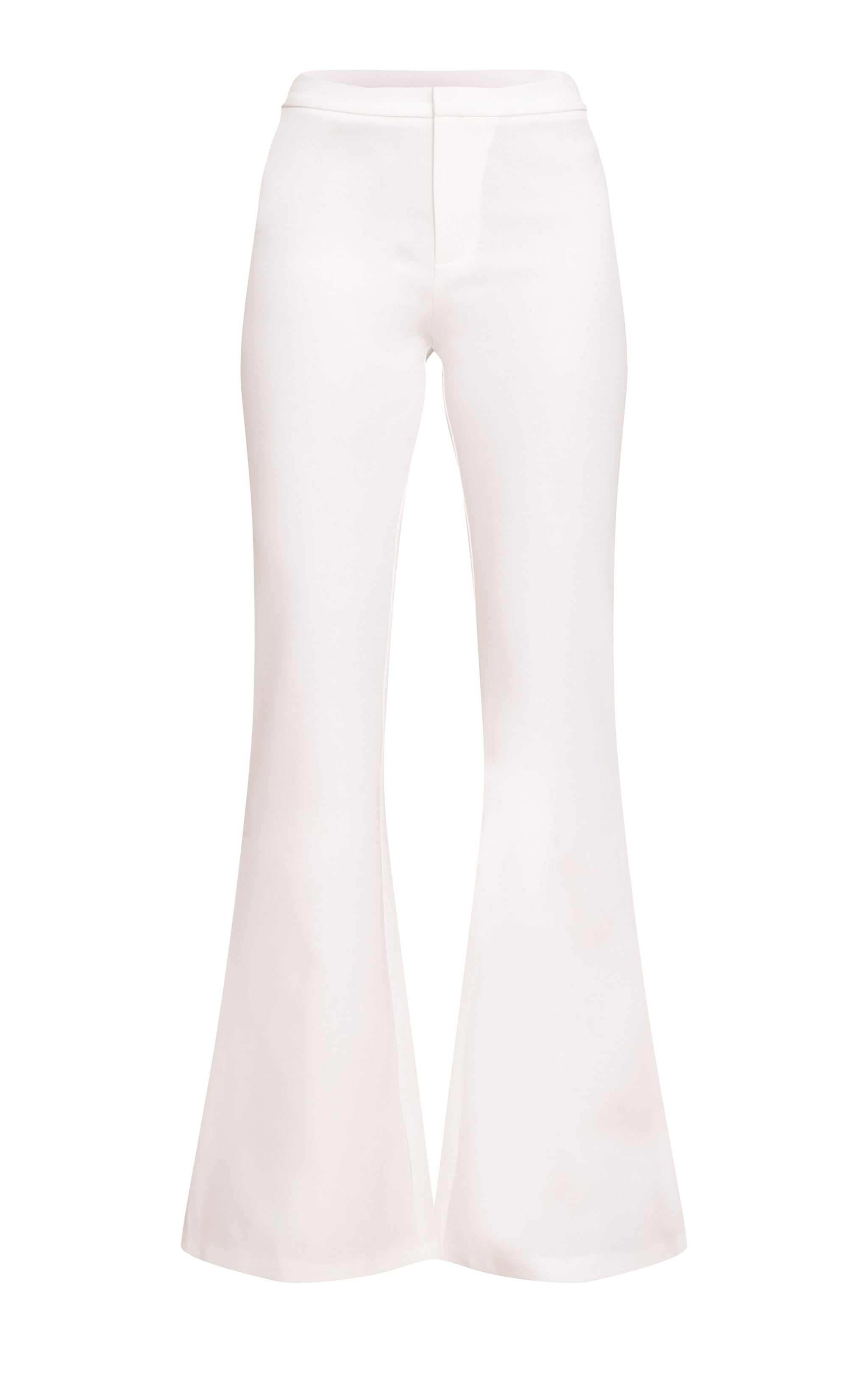 White Woven Tailored Straight Leg Pants image 5
