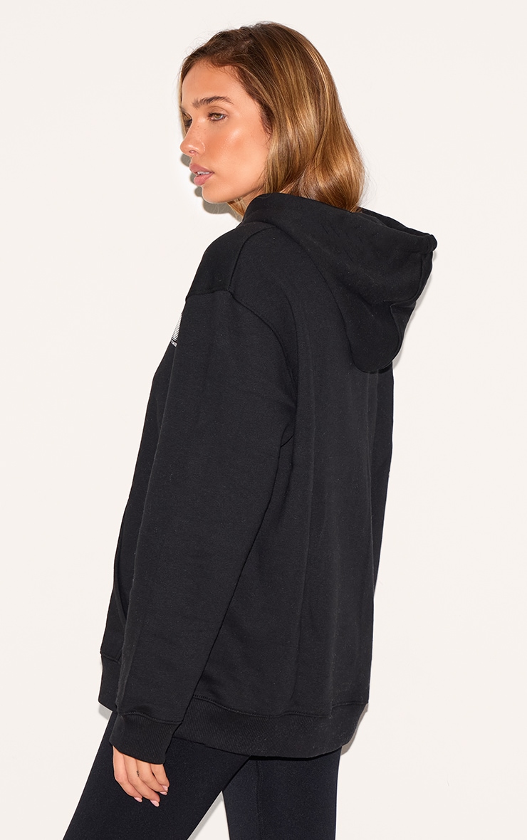PRETTYLITTLETHING Black Printed Oversized Hoodie image 2