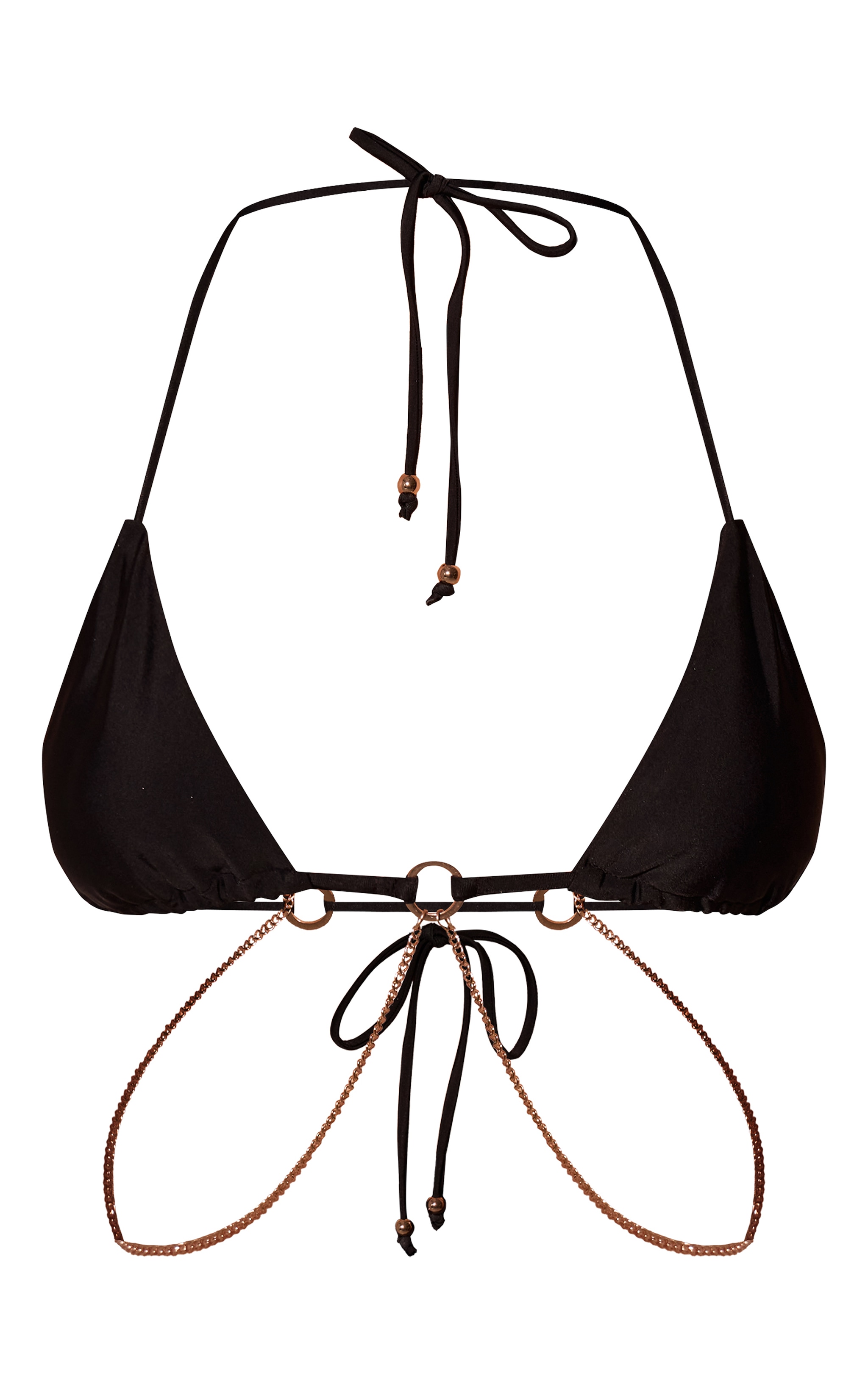 Black Chain Trim Triangle Bikini Top image 5