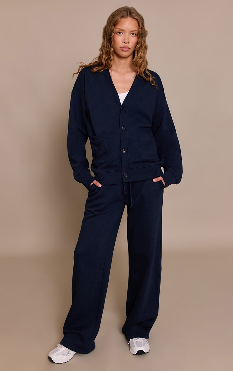 Navy Wide Leg Drawstring Sweatpants image 1