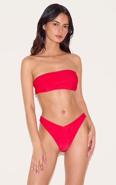 Bas de maillot de bain Mix & Match taille en V rouge
