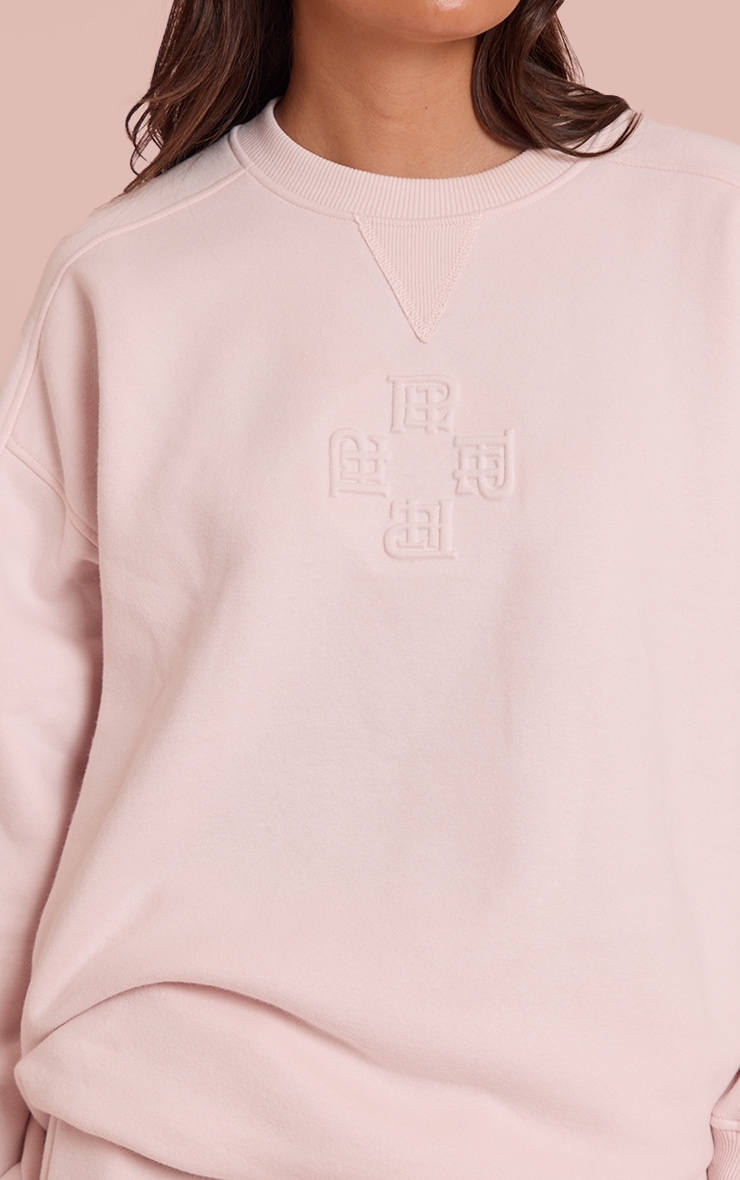 Baby Pink PLT Embossed Crew Neck Sweatshirt image 4