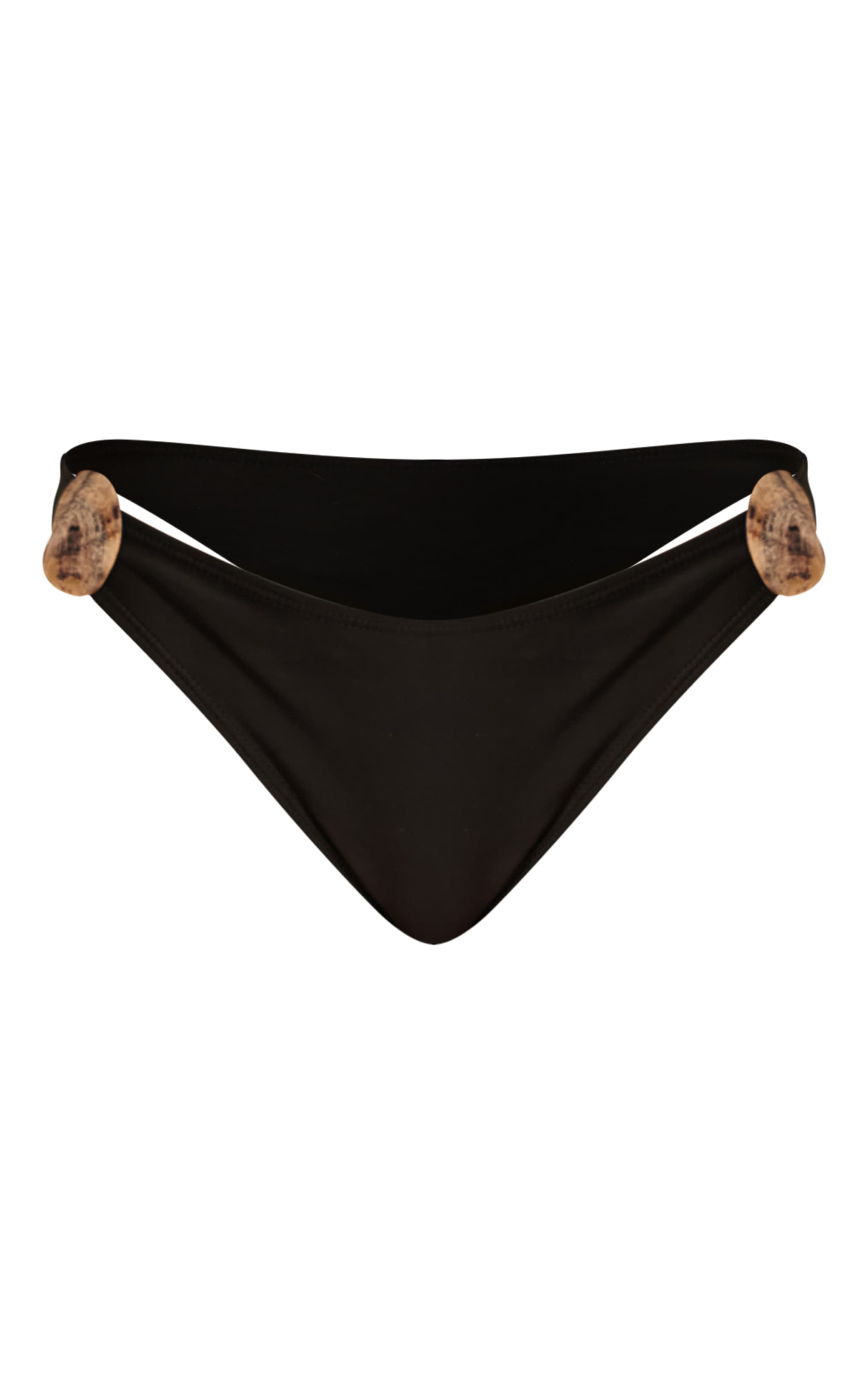 Black Shell Trim Tanga Bikini Bottoms image 5
