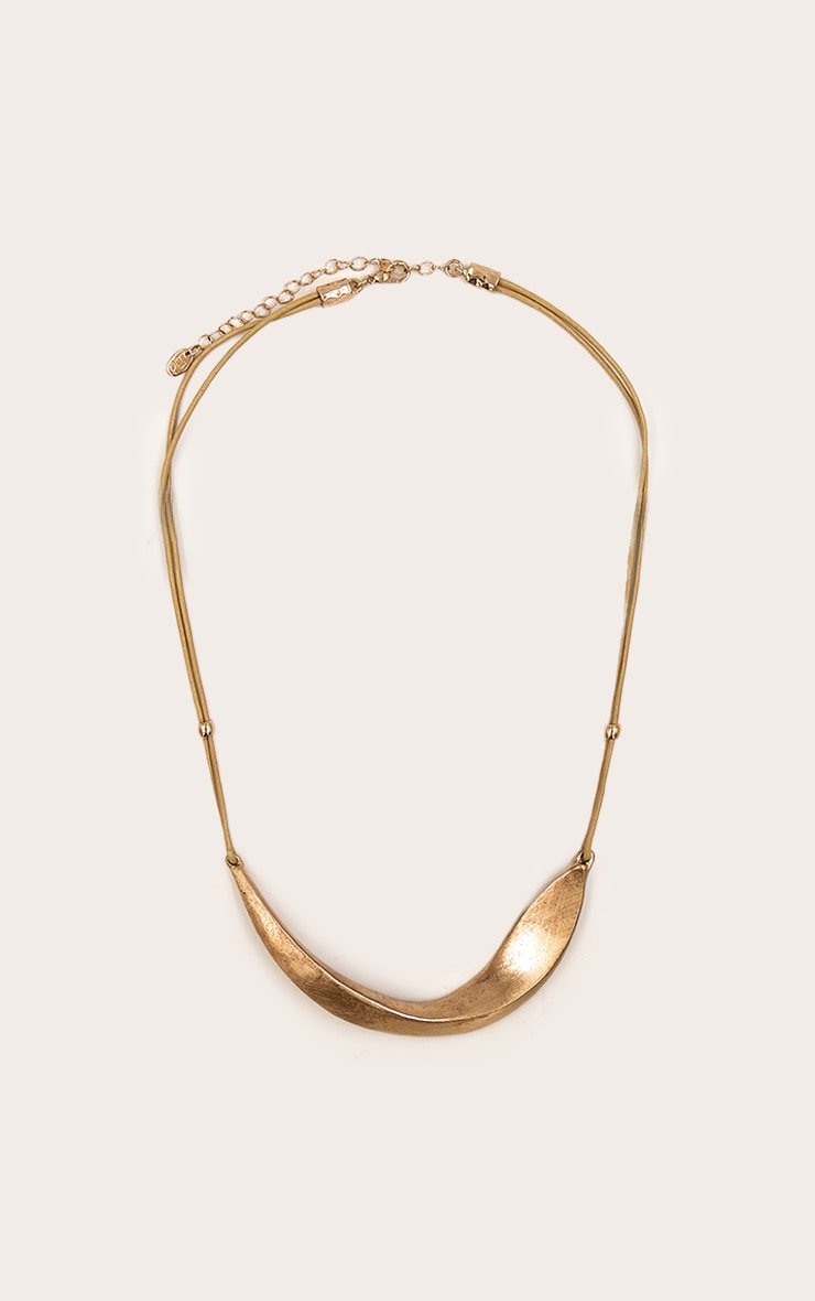 Gold Brushed Curved Metal Necklace image 2