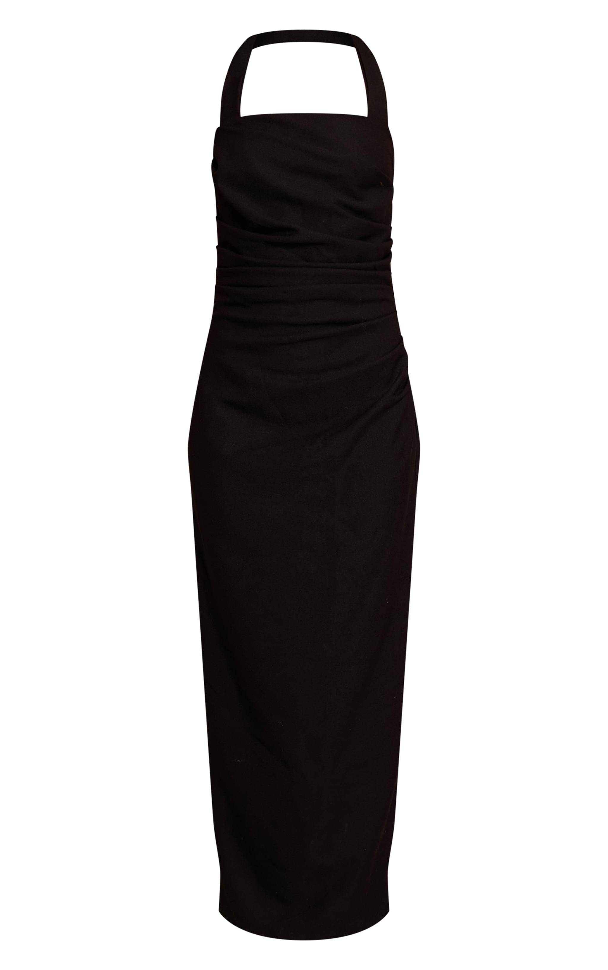 Black Halterneck Ruched Detail Maxi Dress image 5