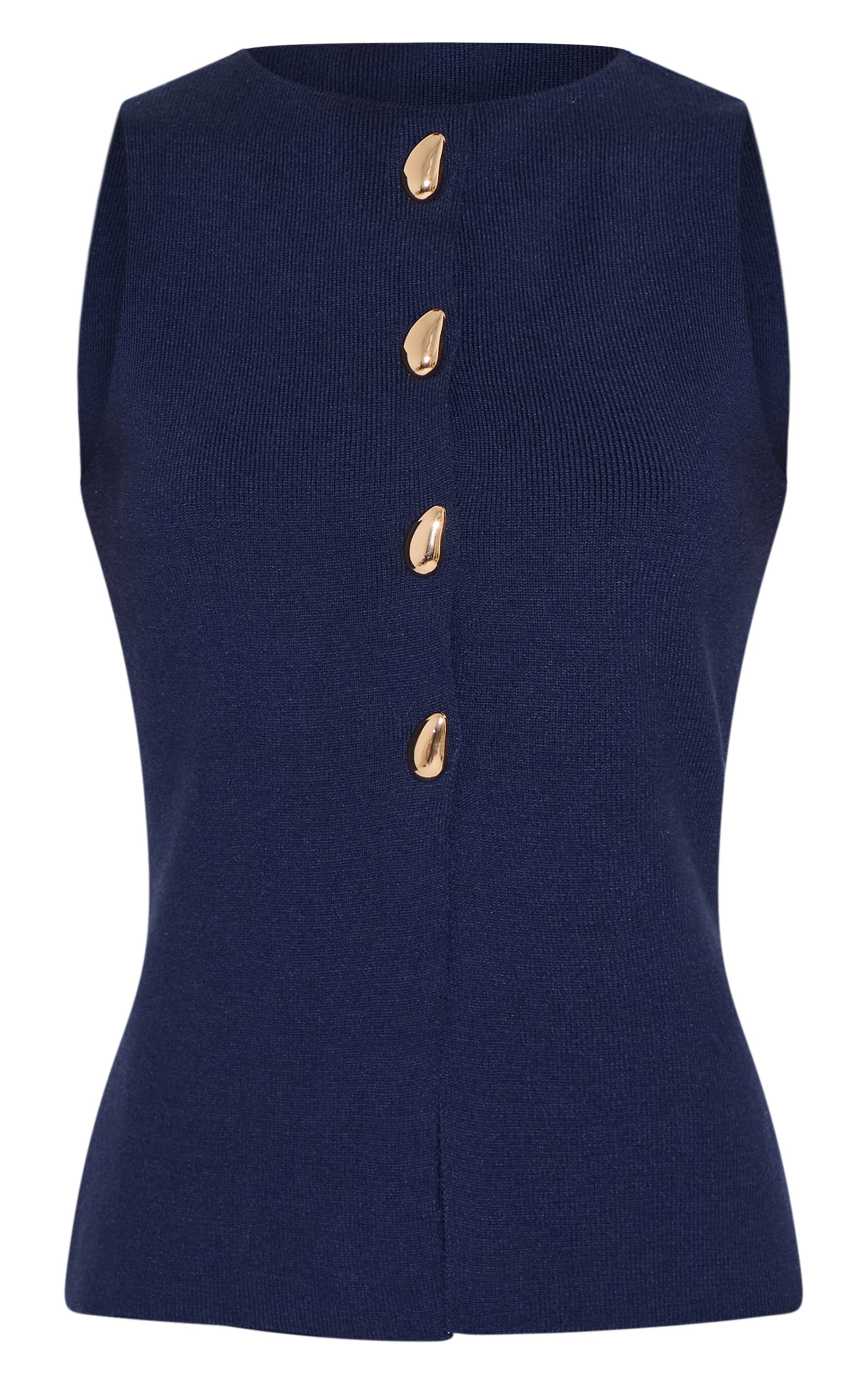 Gilet en maille compacte bleu marine à boutons image 5
