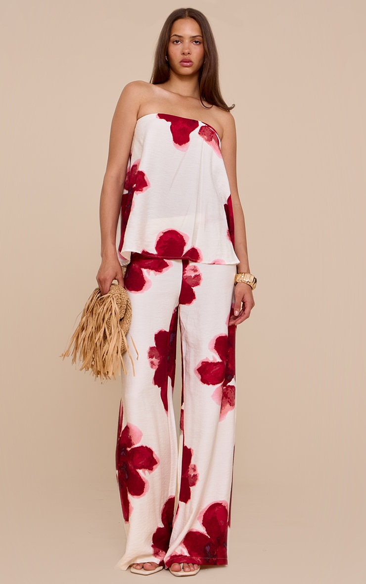 Multi Floral Print Floaty Bandeau Top image 3