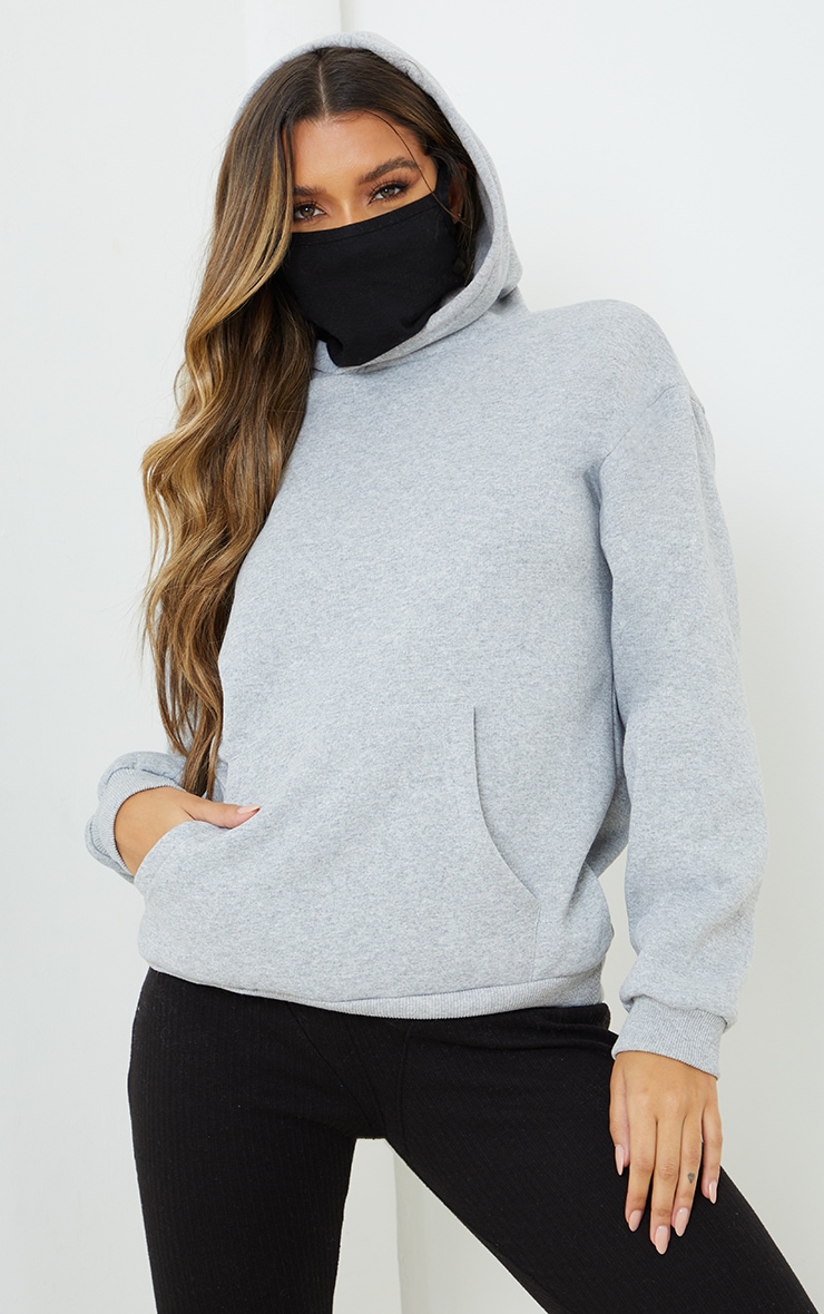 Grey Oversized Mask Hoodie