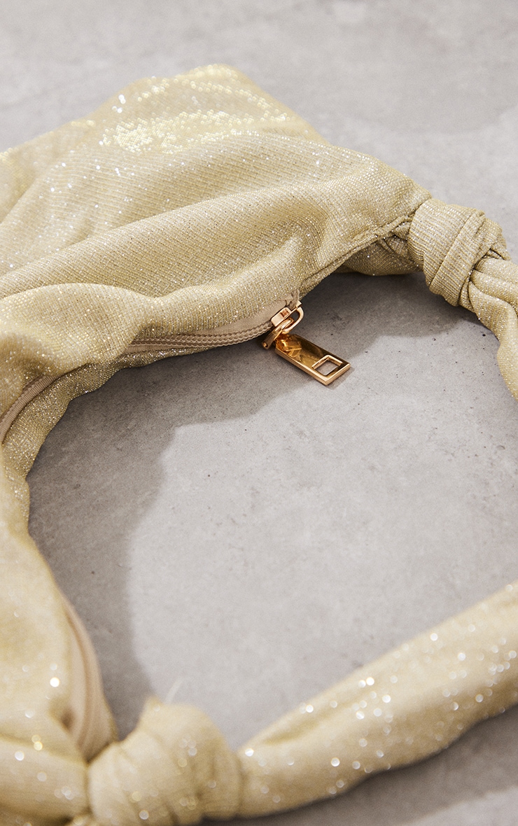 Gold Glitter Slouch Knot Handle Bag image 3