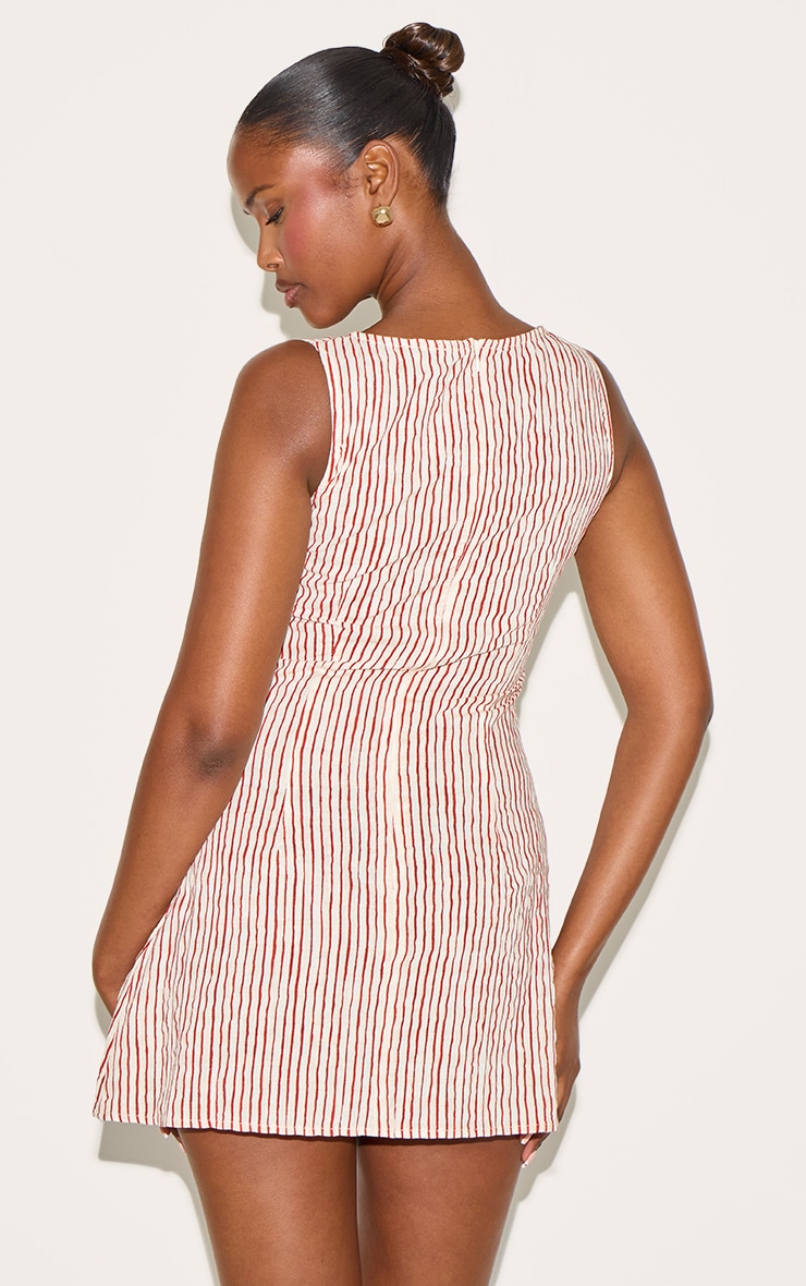 Red Striped Boat Neck Dress image 2