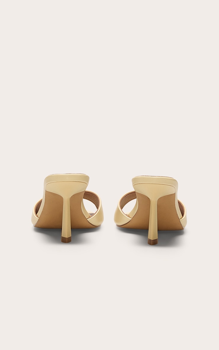 Wide Fit Lemon Pu Round Toe Mid Stiletto Heel Mules image 3
