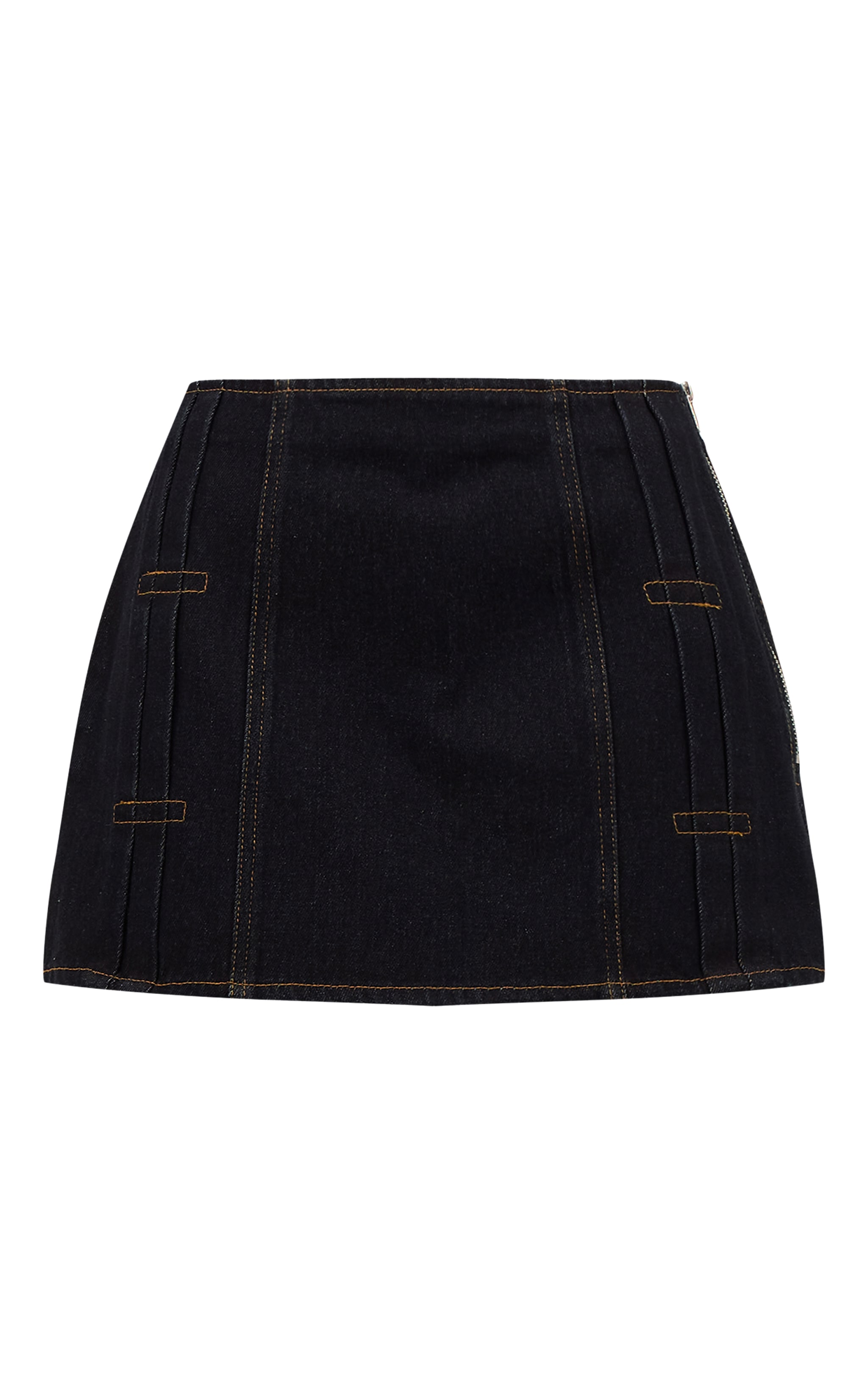 Mini-jupe en jean indigo foncé délavé à plissures image 6