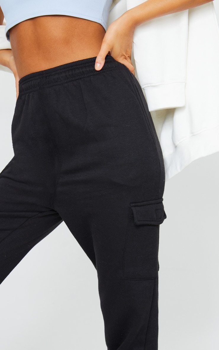 Black Pocket Detail Casual Sweatpants image 4