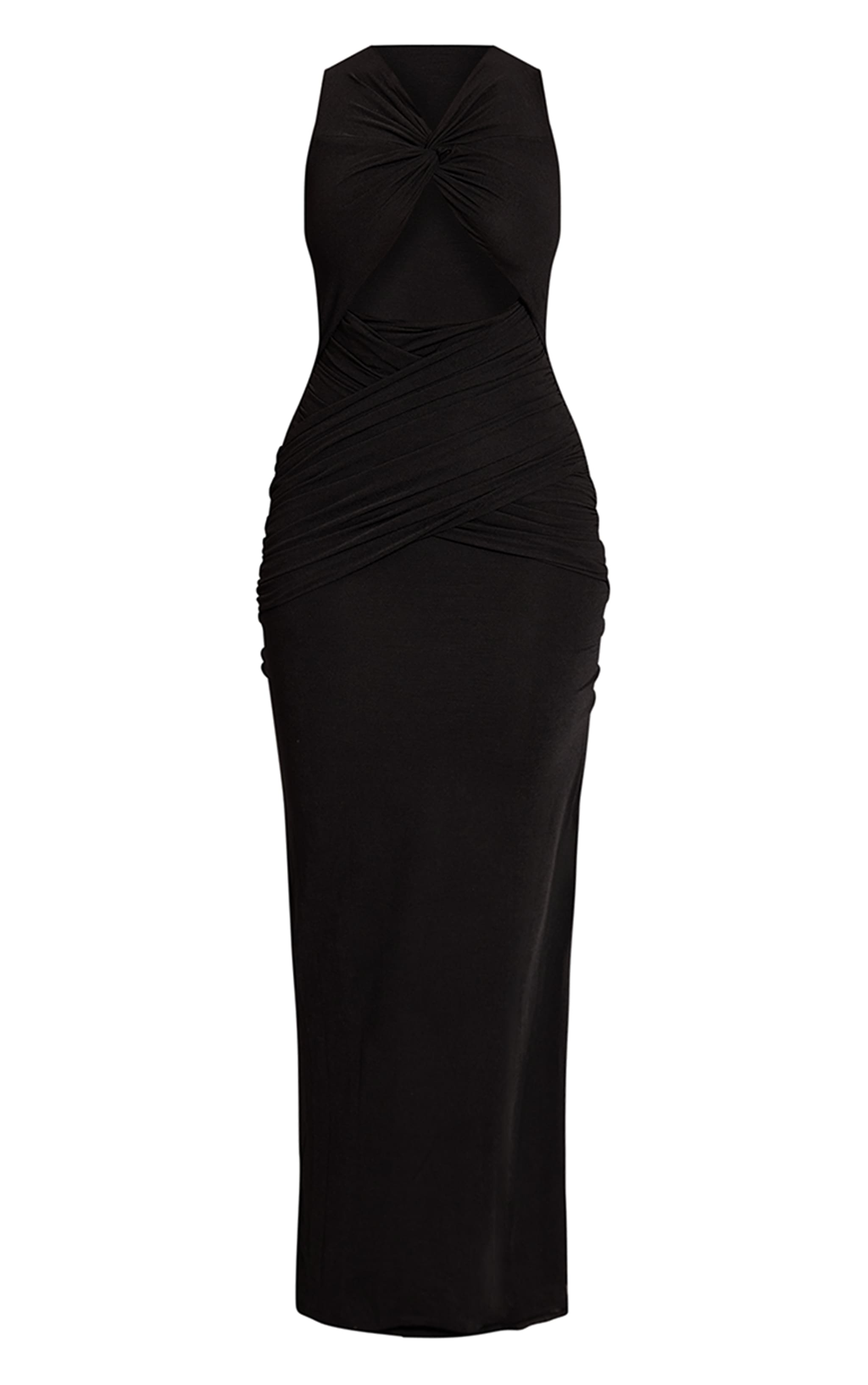 Shape Black Chiffon Cutout Ruched Maxi Dress image 5