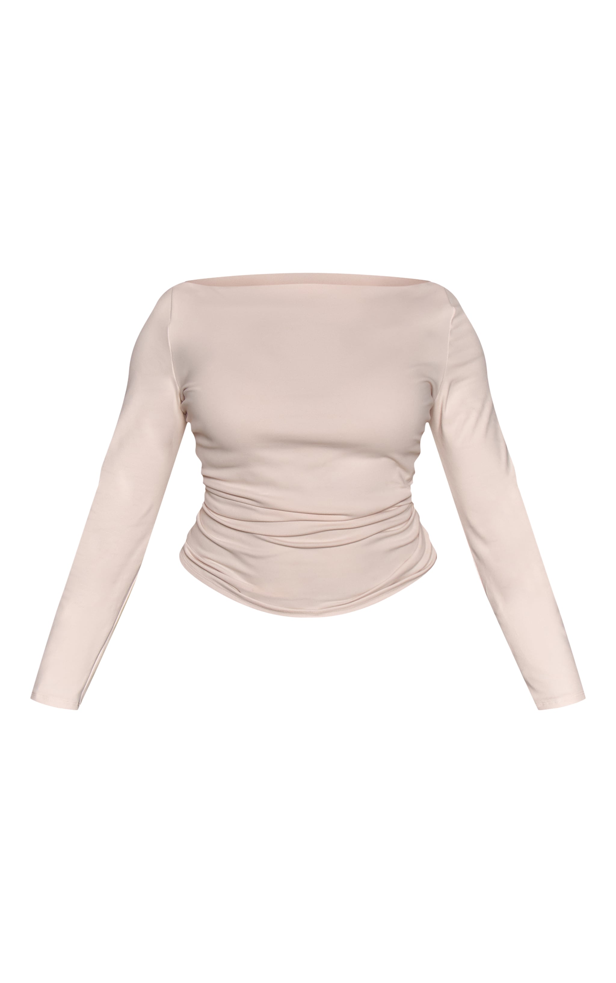 Plus Cream Soft Touch Long Sleeve Bardot Top image 5