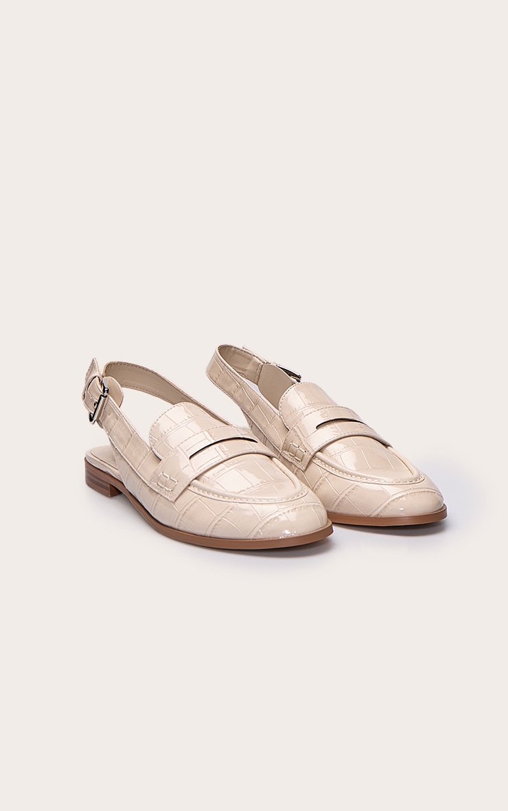 Mocassins crème effet croco à bride derrière image 3