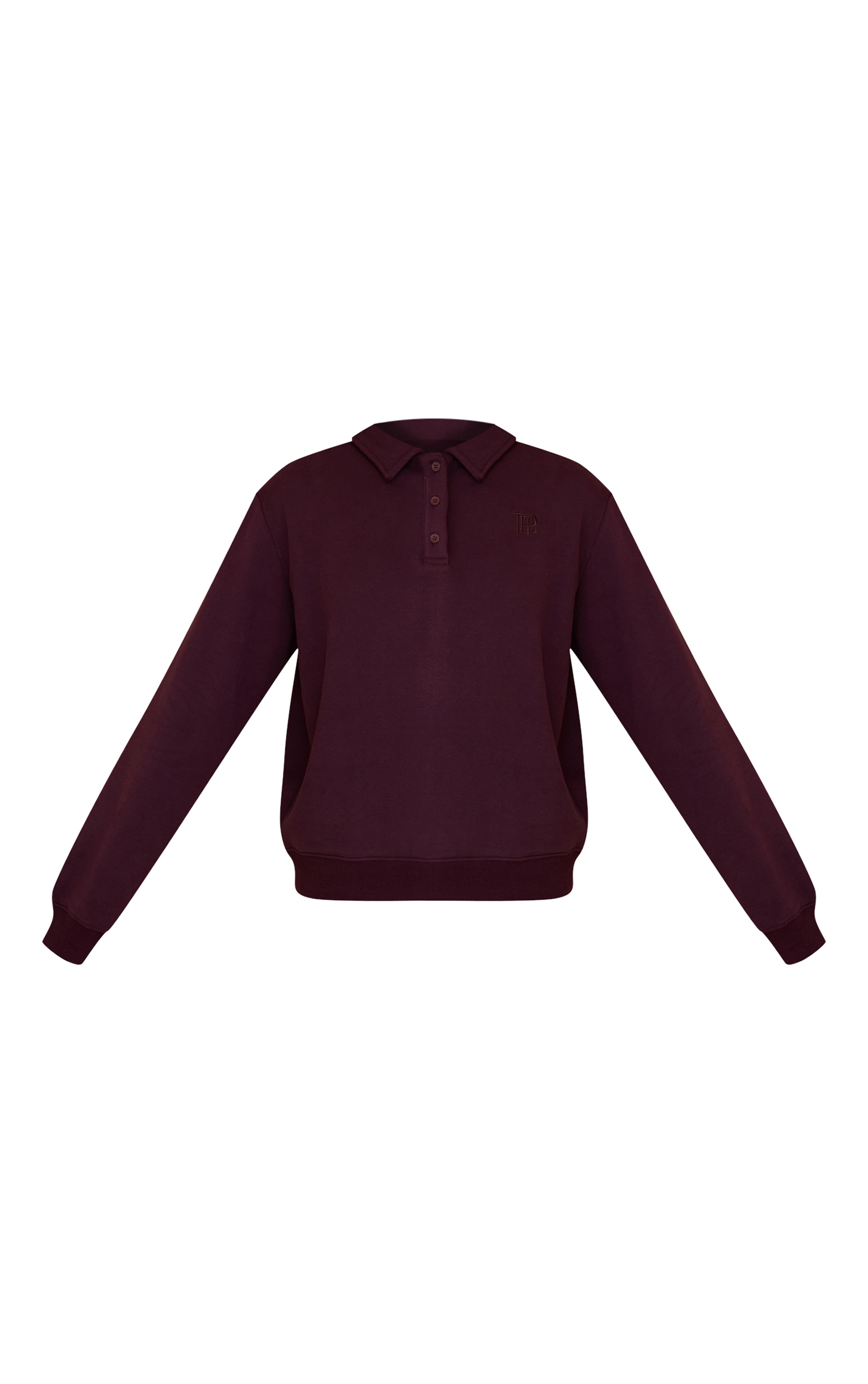 Plum Cotton Fleece Polo Sweatshirt image 5