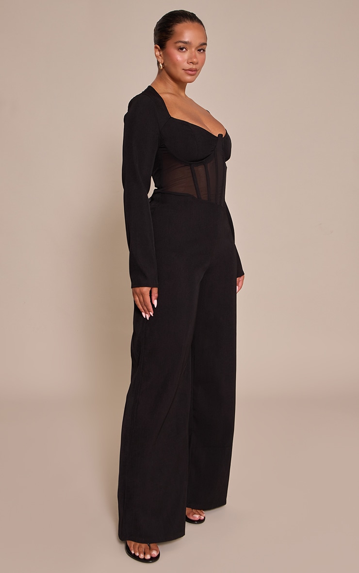 Shape Black Tailored Woven Corset Jumpsuit image 3