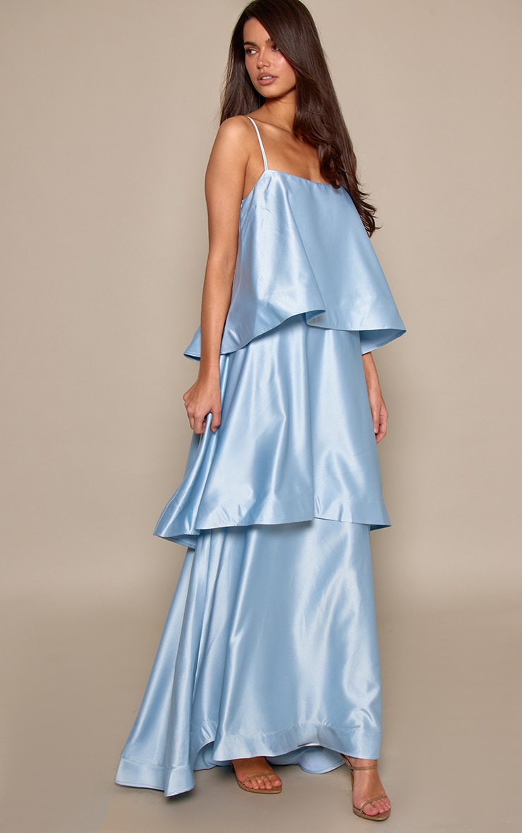 Light Blue Structured Tiered Maxi Dress image 1