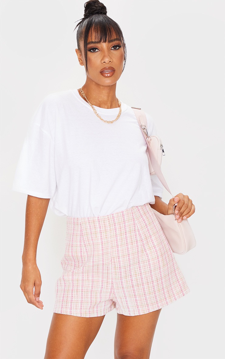 Pink Tweed Tailored Shorts