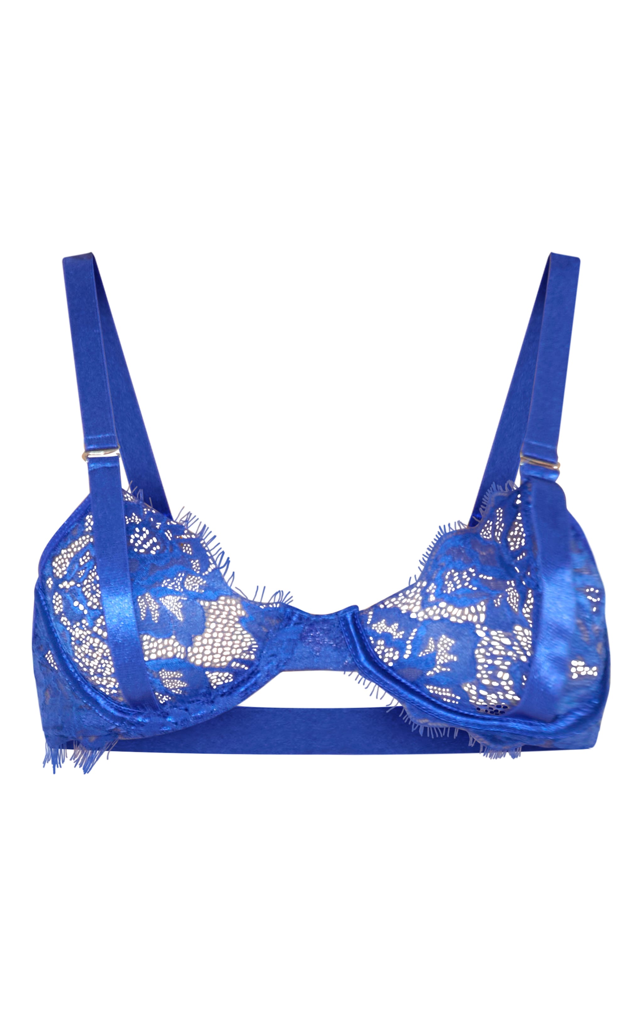 Soutien-gorge en dentelle duveteuse bleu cobalt à armatures image 5