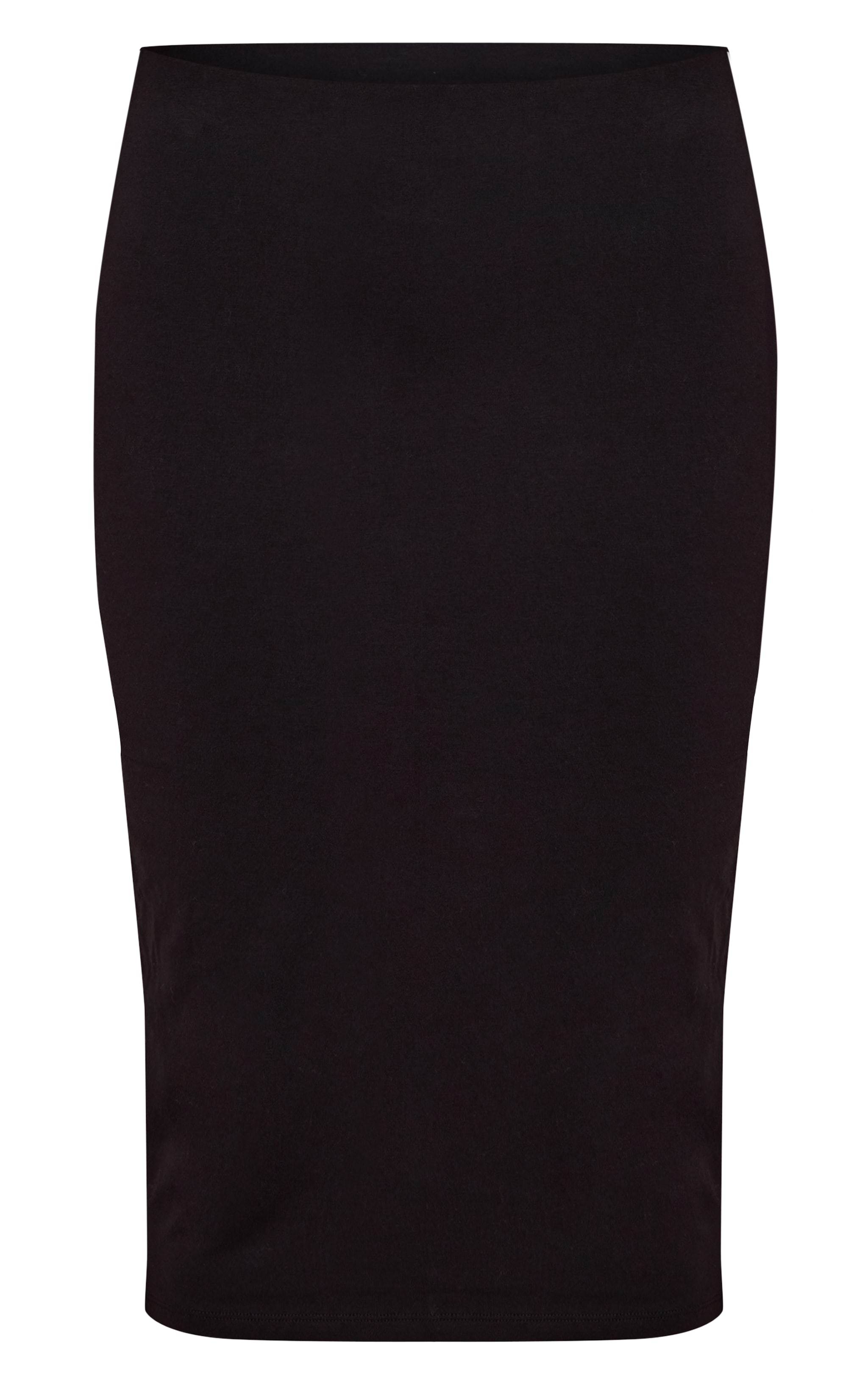 Black Basic Soft Cotton Midi Skirt image 6