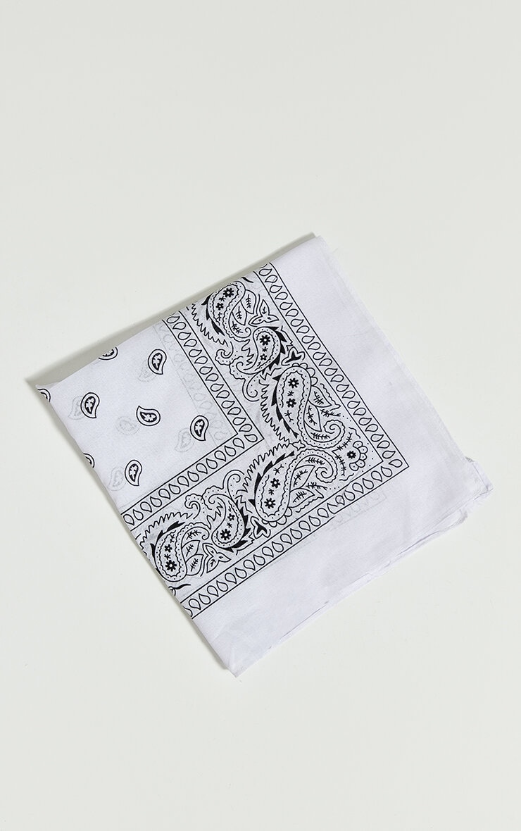 White Bandana Neck Scarf image 2