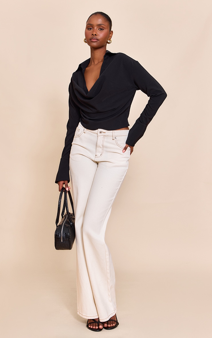 Black Chiffon Cowl Neck Blouse image 3