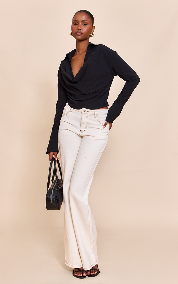 BLACK COWL NECK TOP main image 1