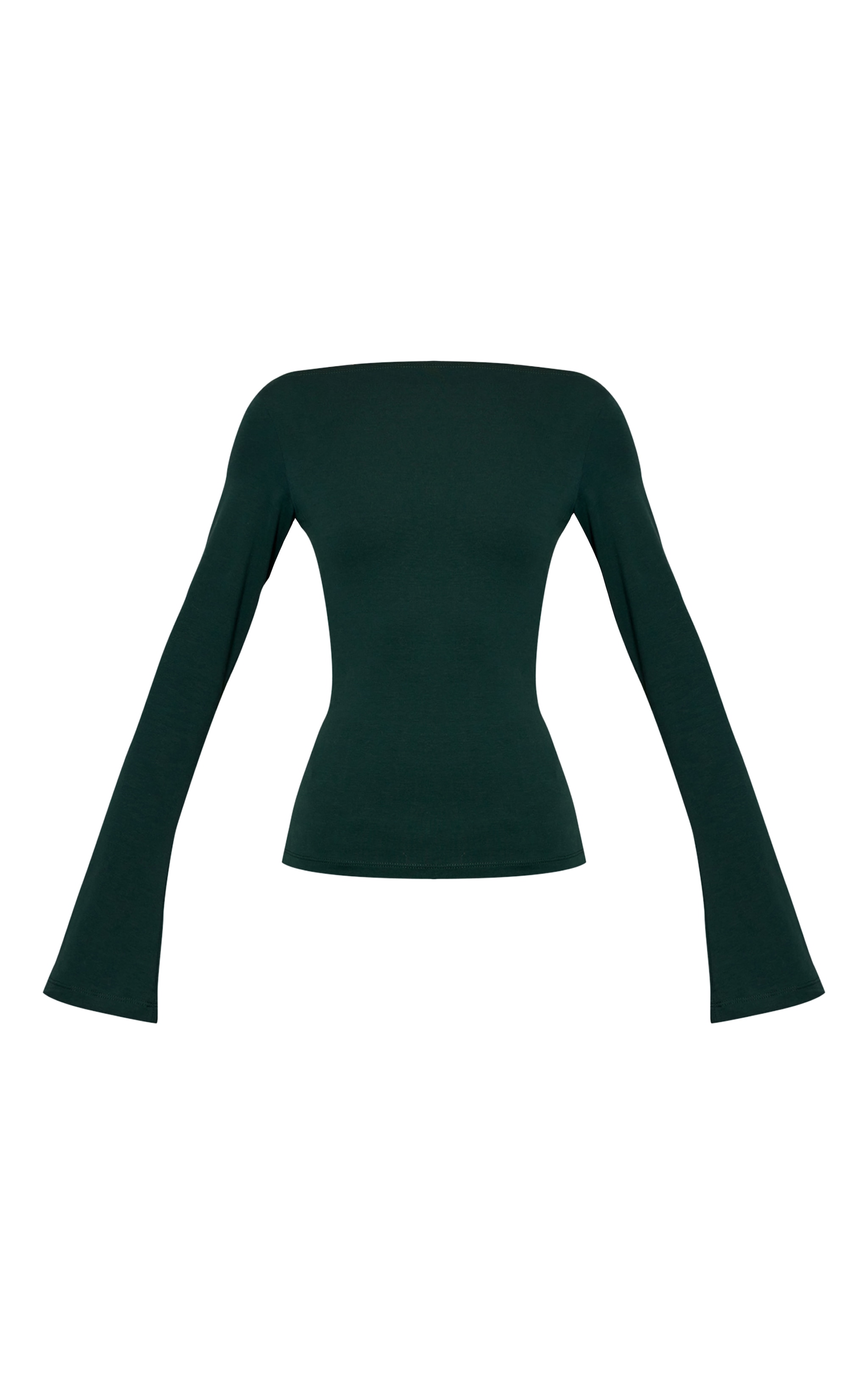 Forest Green Soft Cotton Boat Neck Flared Long Sleeve Top image 5