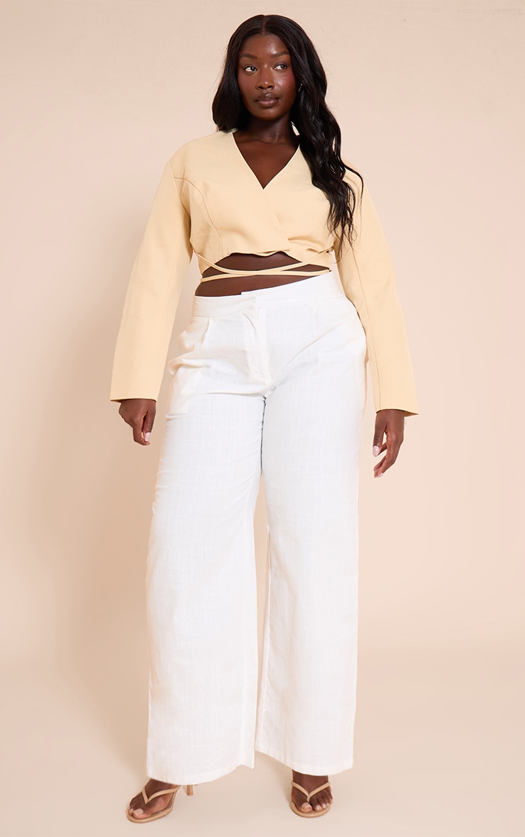Plus Butter Cream Wrap Waist Tie Blazer image 3